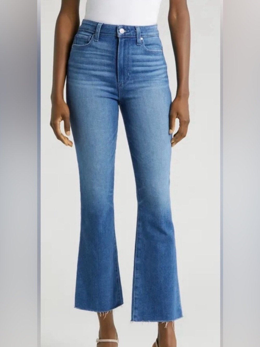 Paige Claudine High Rise Distressed Ankle Flare Raw Hem Jeans Size 31 - Picture 2 of 15